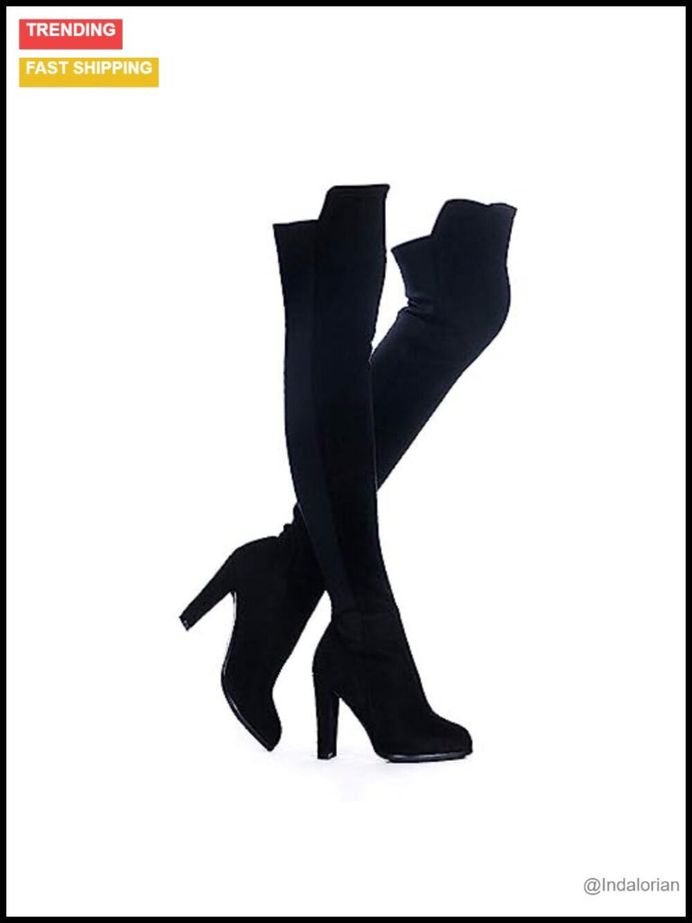Faux Suede Chunky Heel Over The Knee Thigh High Boots Pointed Toe